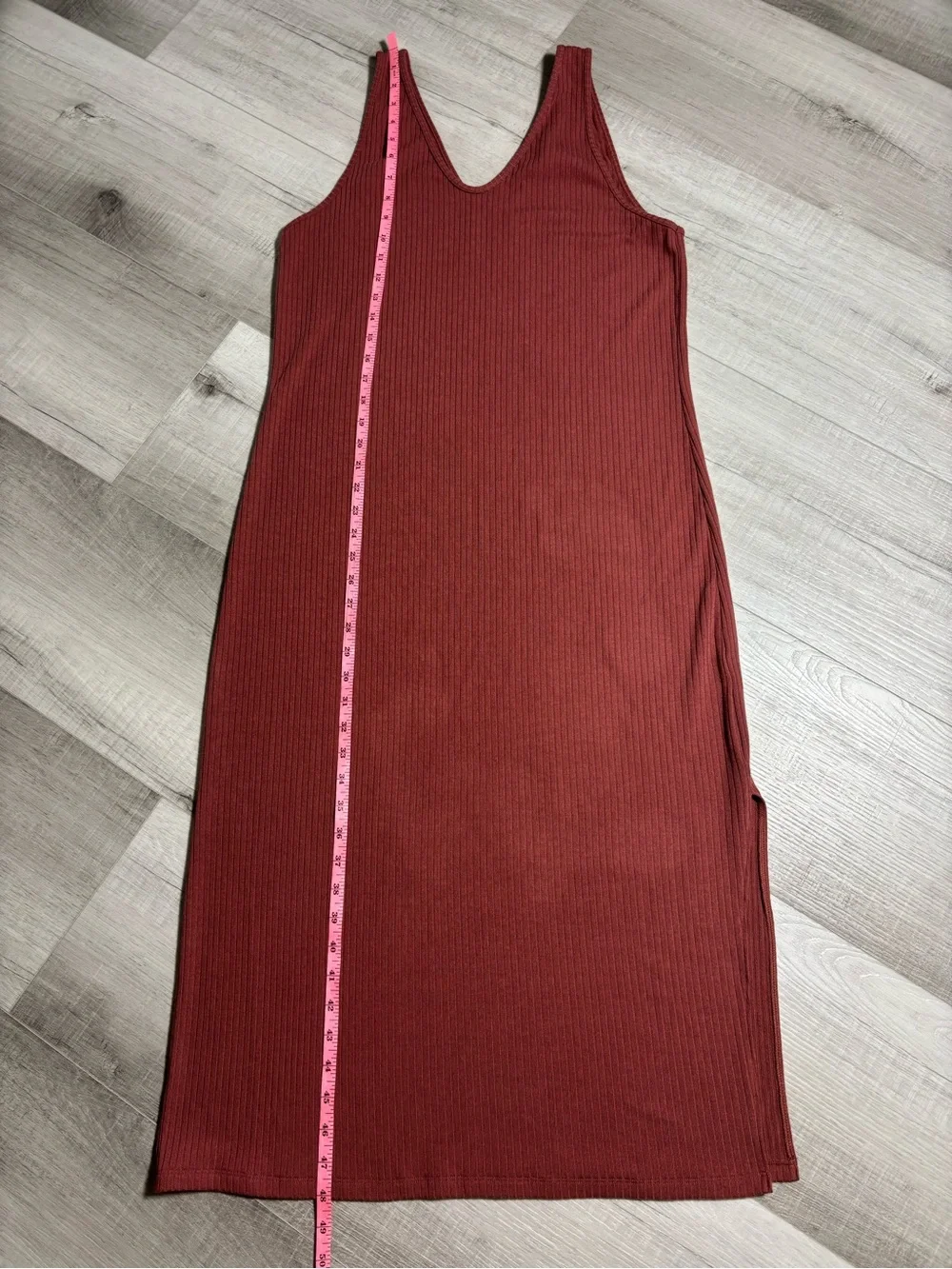 Abercrombie & Fitch Ribbed Maxi Tank Dress Rust Terracotta XL Stretch